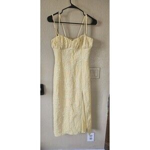 Camila Coelho Yellow Textured Midi Dress